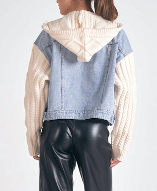 Elan - Jade Denim Sweater Jacket