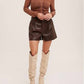 Hem & Thread - Faux Leather Pleated Shorts