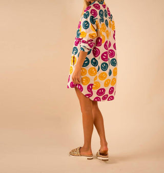Care Tucker - Preslie Poplin Shirt Dress - All Over Smiley