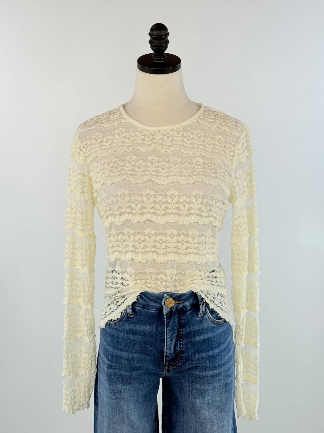 Aaron & Amber - Sweet Cream Long Sleeve Lace Top