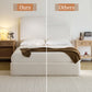 Canter Tall Headboard Upholstered Bed in Pearl White Chenille, Queen Size