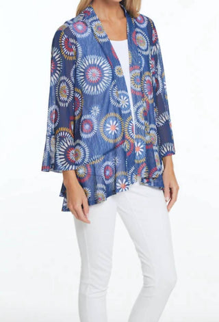 Multiples - Flounce Sleeve Mesh Open Cardigan