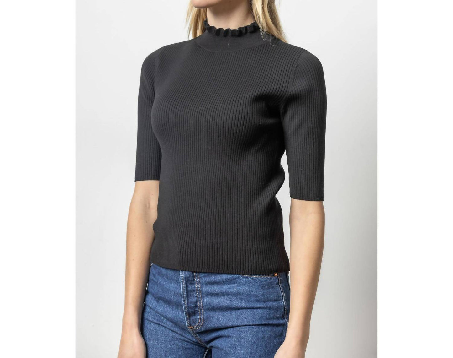 Lilla P - Women's Ruffle Mock Neck Top