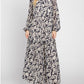 Calista - Oslo Long Sleeve Floral Patterned Tiered Midi Dress