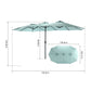 14.8 Ft Double Sided Outdoor Umbrella Rectangular Large with Crank (Light Green)