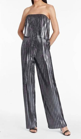 Amanda Uprichard - Collina Metallic Strapless Jumpsuit