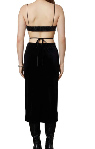 Nia - Velvet Tie Waist Midi Skirt