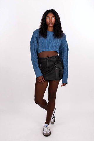 Bailey Rose - CABLE KNIT CROP SWEATER