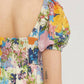 Entro - Floral Print V-neck Puff Sleeve Babydoll Dress