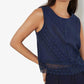 Apricot - Lace Hem Back Bow Sleeveless Top