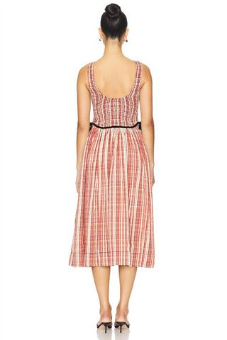 Free People - Nightingale Smocked Plaid Midi Dress