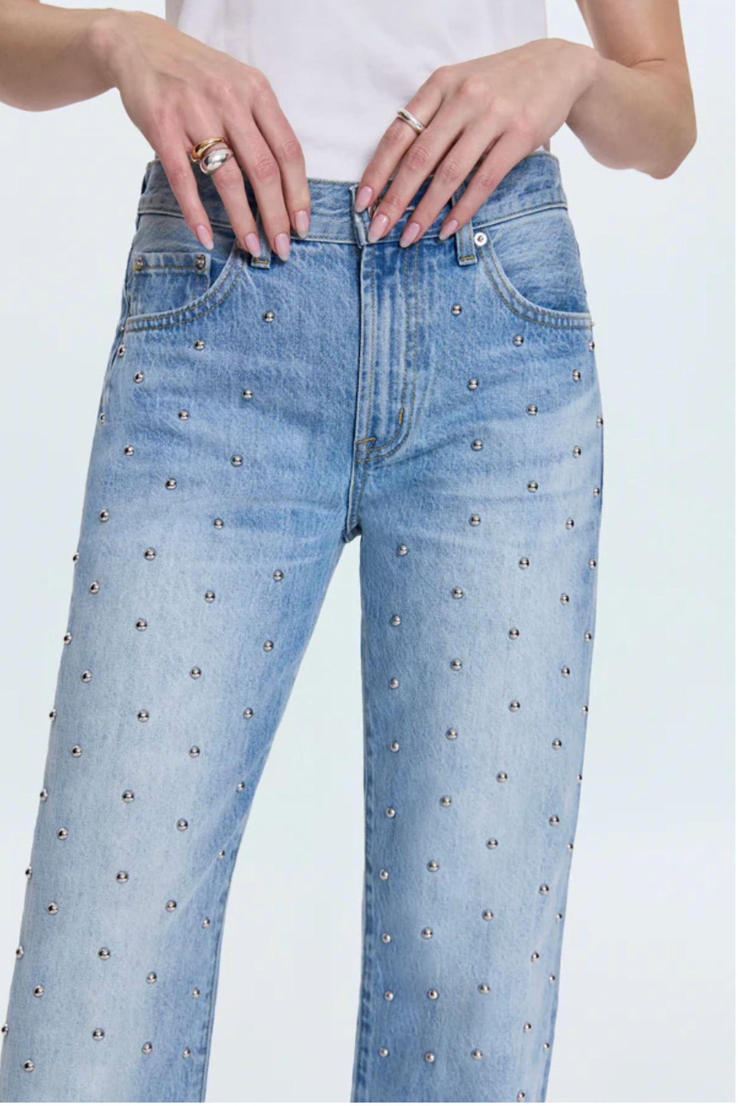Pistola - Lexi Mid Rise Bowed Studded Denim Jeans