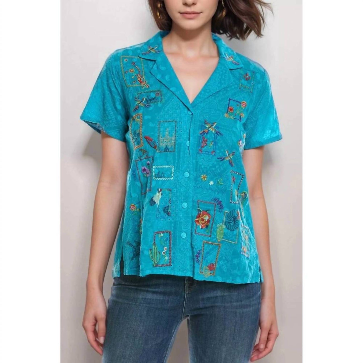 Johnny Was - COOPER EMBROIDERED BUTTON UP ANDREIA