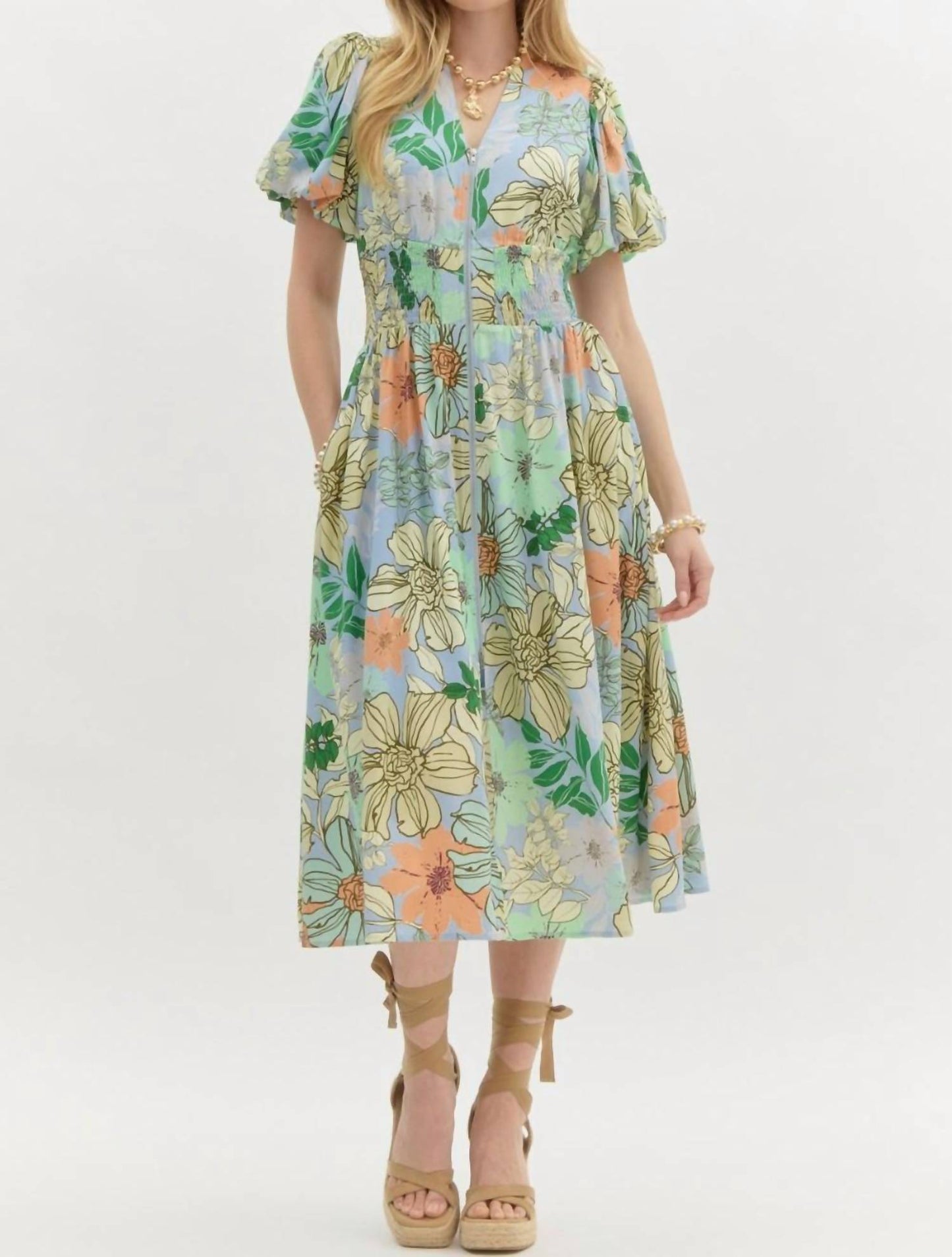 Entro - Big Florals Midi Dress