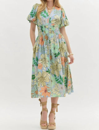Entro - Big Florals Midi Dress