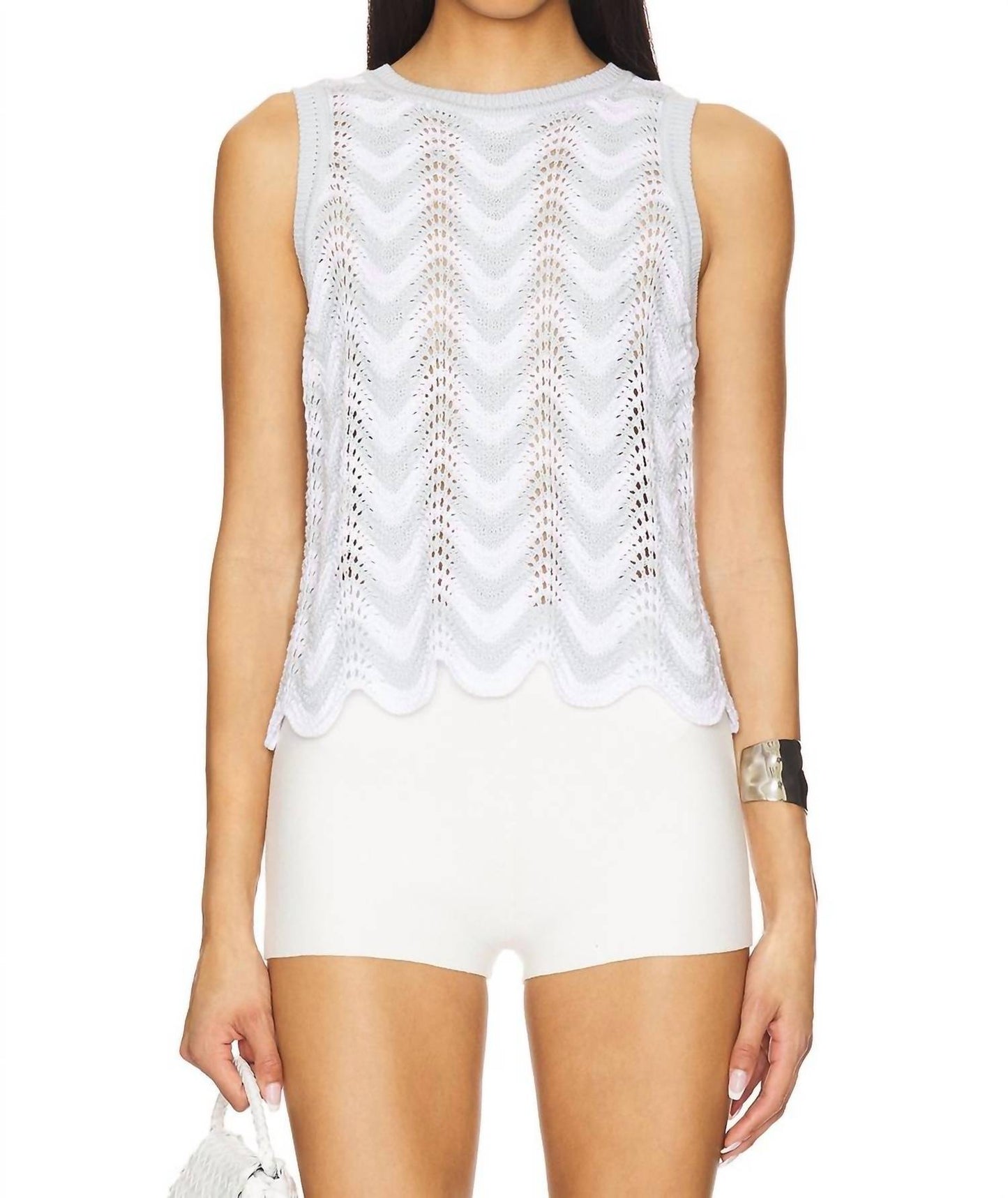 525 America - Kayla Chevron Scalloped Tank