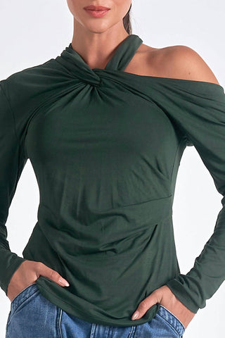 Elan - Long Sleeve Off-Shoulder Top