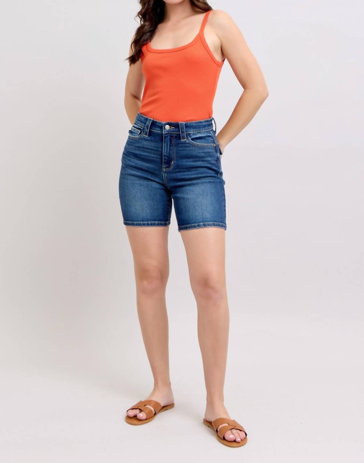 Judy Blue - High Waist Bermuda Back Flap Denim Short