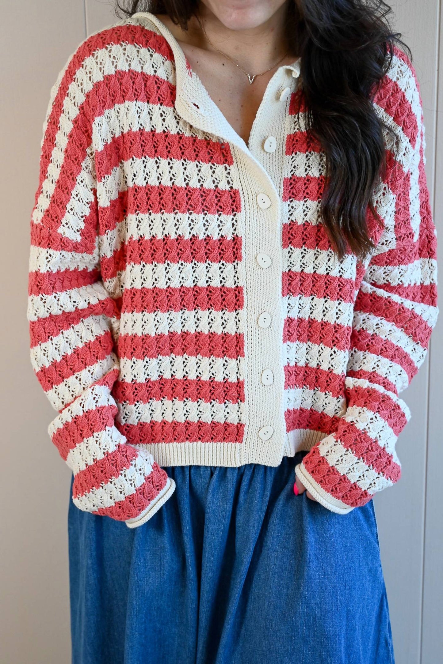 A.Ren - Balboa Avenue Striped Knit Cardigan
