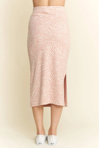 Trendsi - Jade By Jane Zebra Print Side Slit Midi Skirt