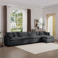 Modern Oversized Modular Cushion Sofa With Ottoman, Low Back, Deep Seating Sofa Set