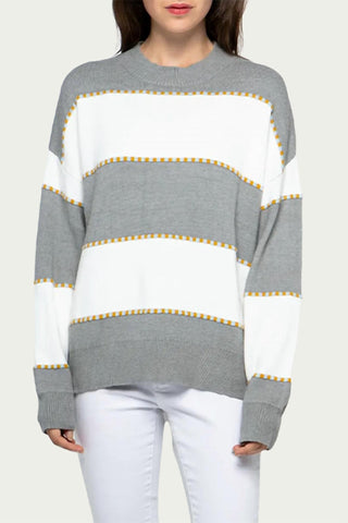 &Merci - TWO-TONE STRIPED CREWNECK SWEATER