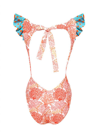 Lia Sahara - Women's Cut Out One Piece + Reversible Ruffles