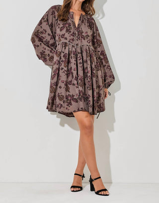 Baevely By Wellmade - Cleo Printed Floral Baby Doll Dress With Ties