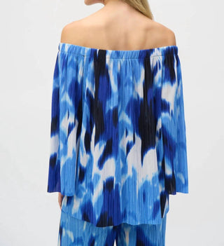 Joseph Ribkoff - Tropical Print Pleated Off-shoulder Top