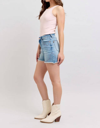 Judy Blue - High Waist Western Embroidery Detail Cut Off Denim Short