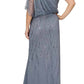 Adrianna Papell - Sequin One Shoulder Illusion Sleeve Blouson Gown - Plus