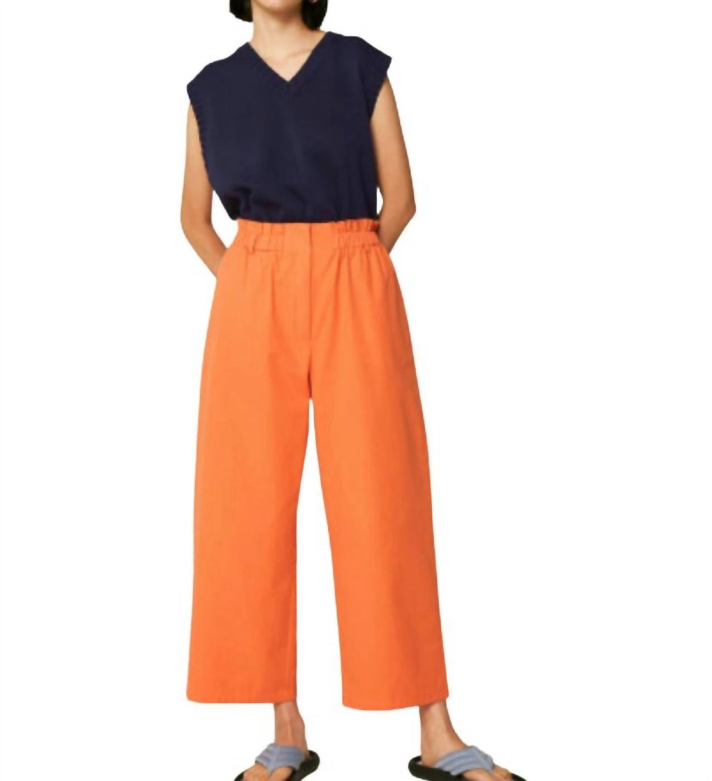 Compania Fantastica - Women's High Waisted Twill Cropped Trousers