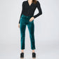 Paige - Cindy - Midnight Cyan Velvet Straight Leg Pants