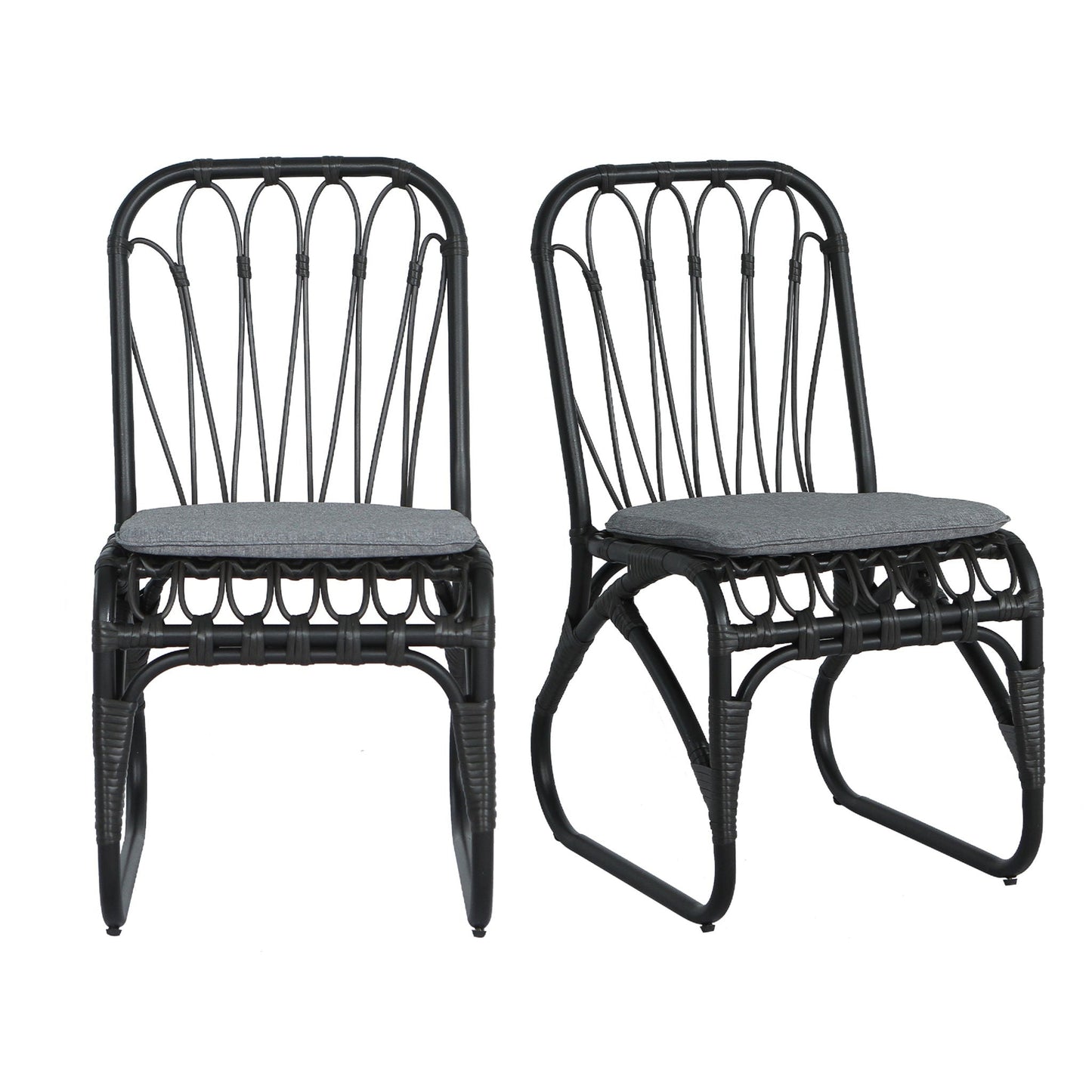 Outdoor Wicker Dining Chairs with Washable Cushion (Set of 2)