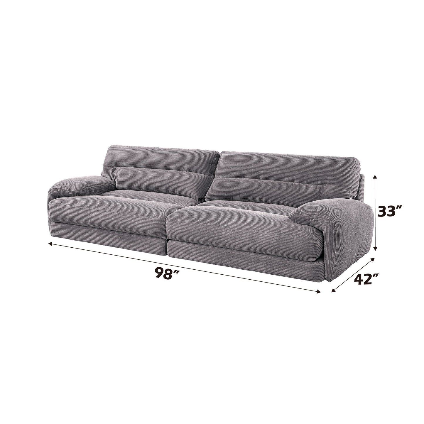 Cadenza Corduroy Loveseat - Gray
