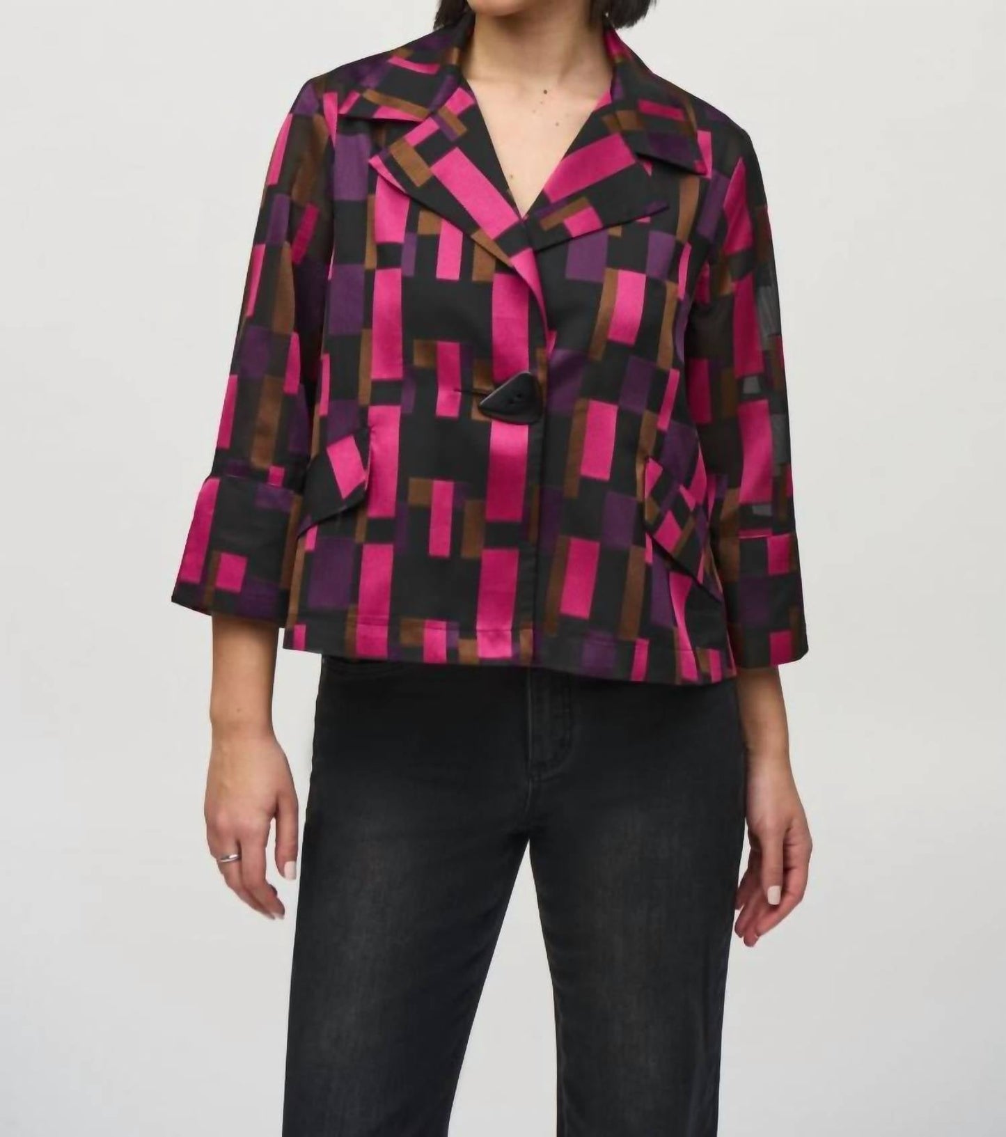 Joseph Ribkoff - Geometric Print Organza Swing Jacket