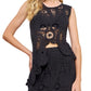 Strut & Bolt - Asymmetric Scalloped Crochet Top