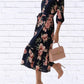 Diva Usa - Floral Midi Dress With Belt And Side Pockets
