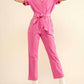 Blue B - Utility Twill Stretch Tie Front Rhinestone Jumpsuit