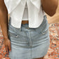 Cloud Ten - High-rise Pearls & Denim Mini Skirt