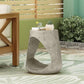 Hollow Side Table Wood-Like Texture Grey