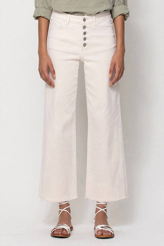 Flying Monkey - Maci High Rise Button Up Crop Wide Leg Jeans