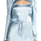 Baum und Pferdgarten Marcy Cutout Satin Blouse in Blue Fog, Size 6 Us