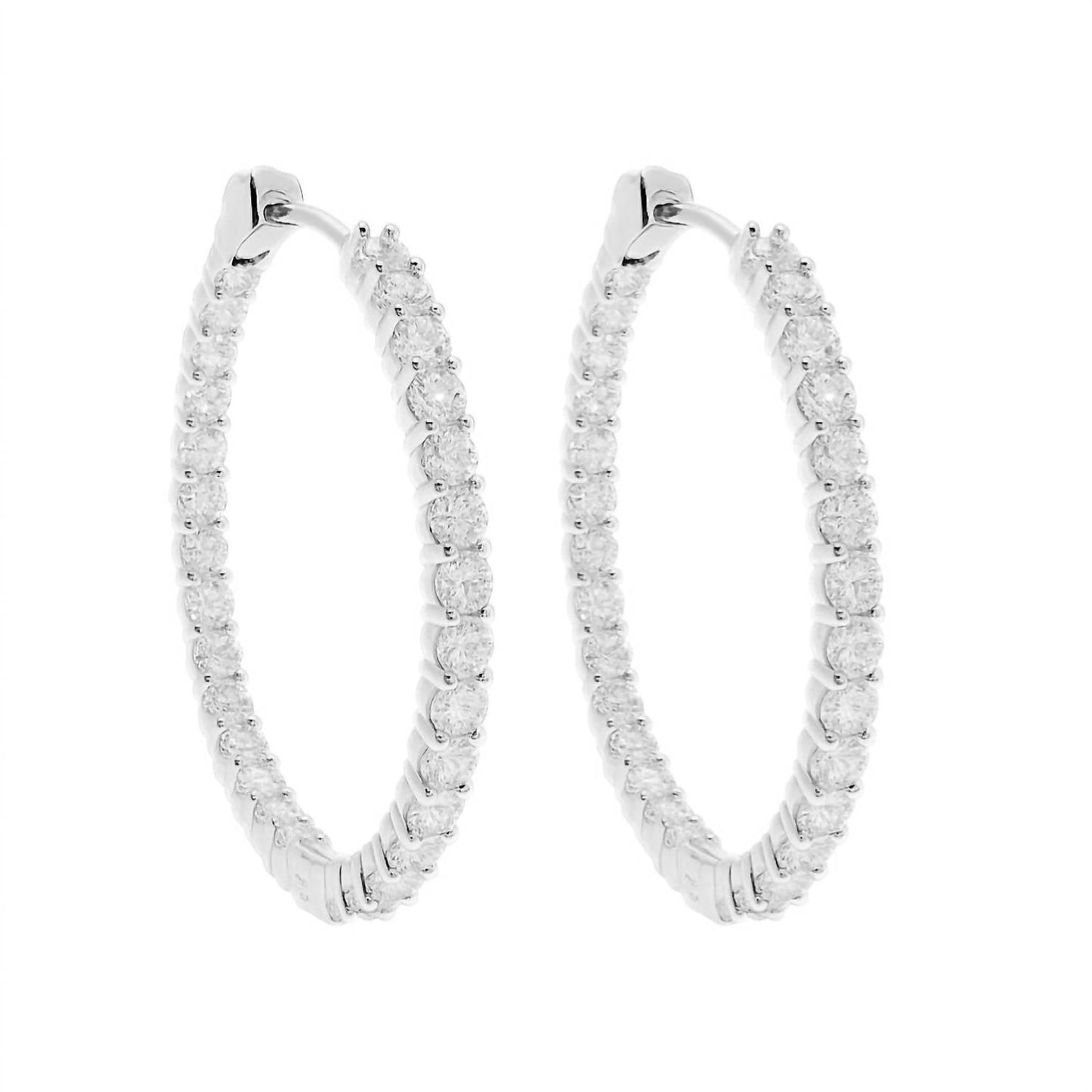 Allyanna Gifts - Women's Sterling Silver Moissanite Inside Out Hinged Hoop Earrings