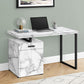 Computer Desk with Marble Look Laminate and Storage Drawers - White