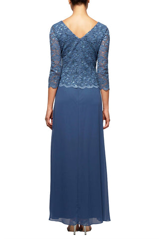 Alex Evenings - Petite Lace & Chiffon Gown With Scallop Edge Detail