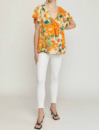 Entro - Printed Babydoll Top