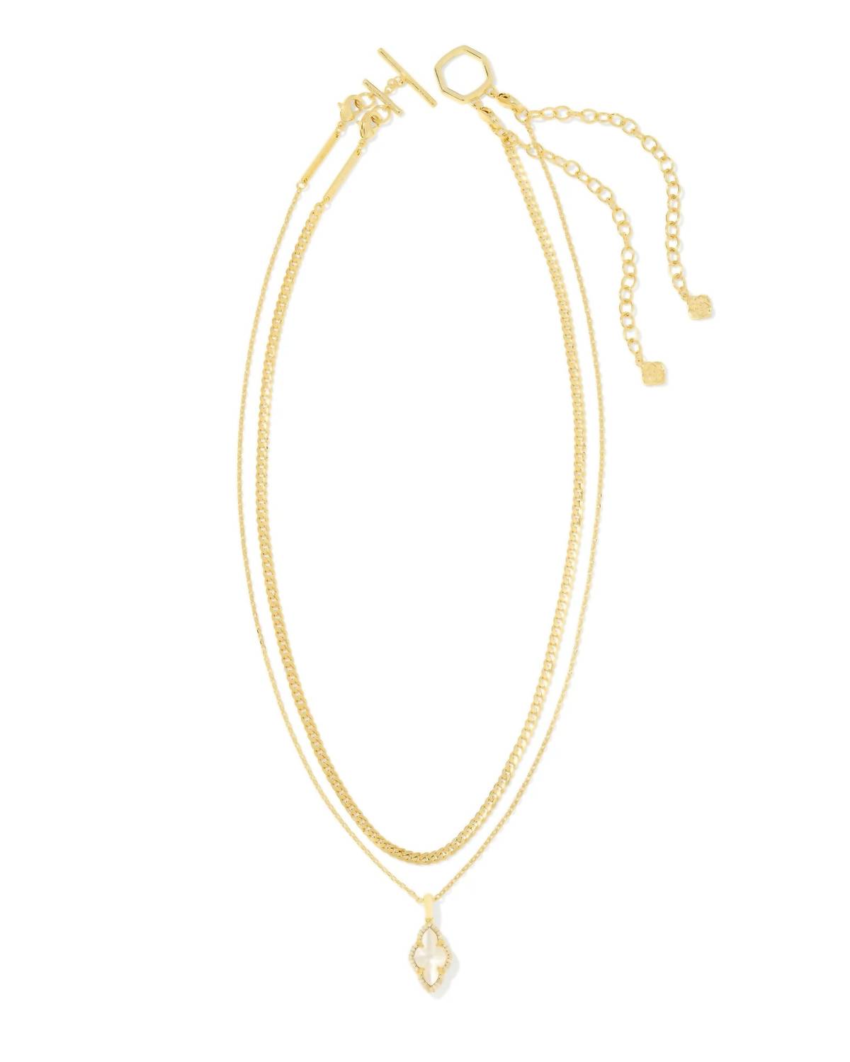 Kendra Scott - Abbie Pave Frame Multi Strand Necklace In Ivory Mother-of-pearl
