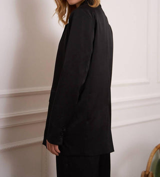 Attentif - Satin Blazer With Shoulder Pads