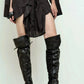 Free People - Jedda Boot Over Knee Leather Fabric Wedge